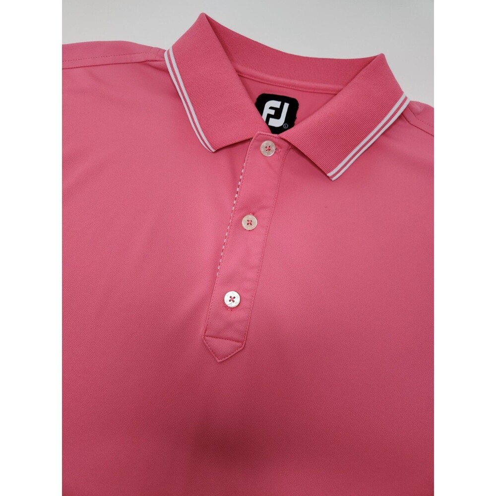 Footjoy FJ Polo‎ Shirt Men's L Pink Short Sleeve Golf Stretch Polyester